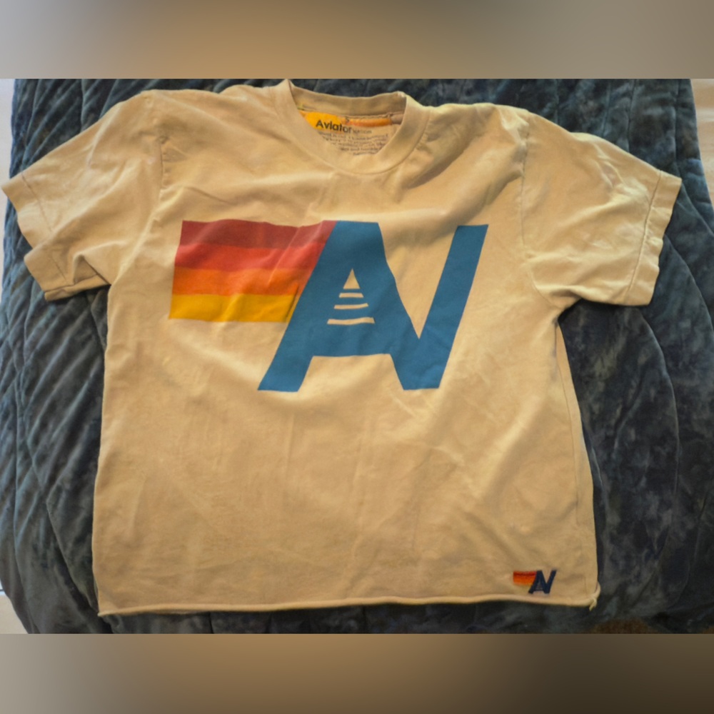 Aviator Nation Cream Tee with Bold Logo